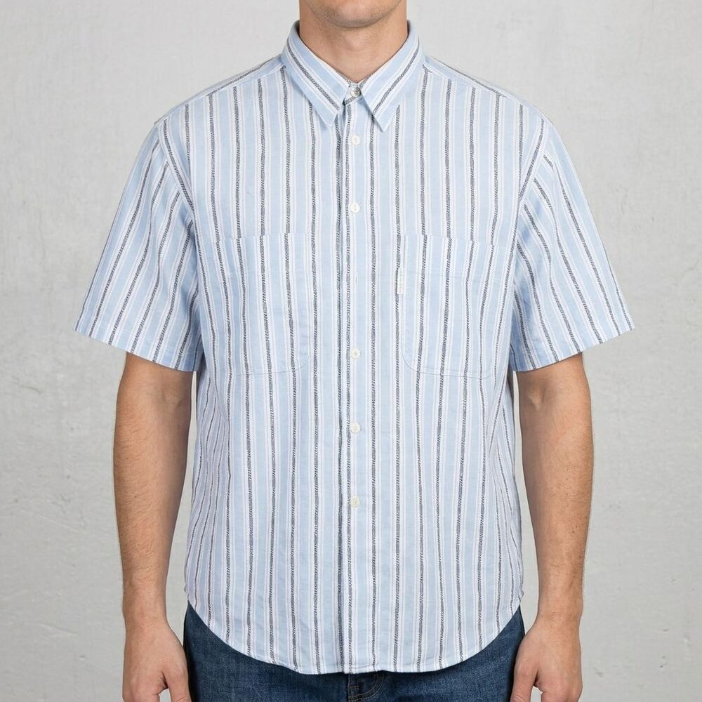 Vintage Levis Silver Label Shirt Mens Large Striped Short Sleeve Big E 90s 80s